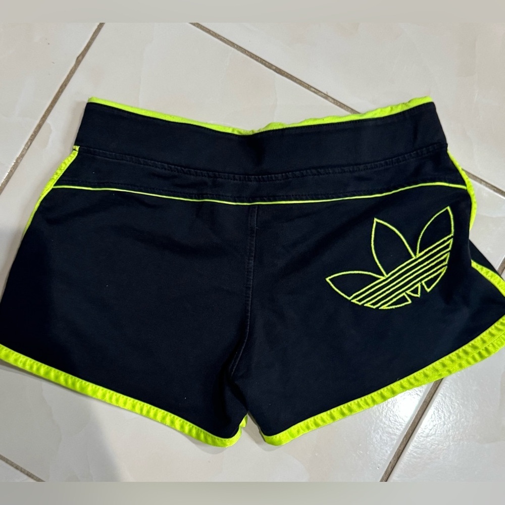 adidas Black and Neon Yellow Athletic Shorts - Picture 2 of 4